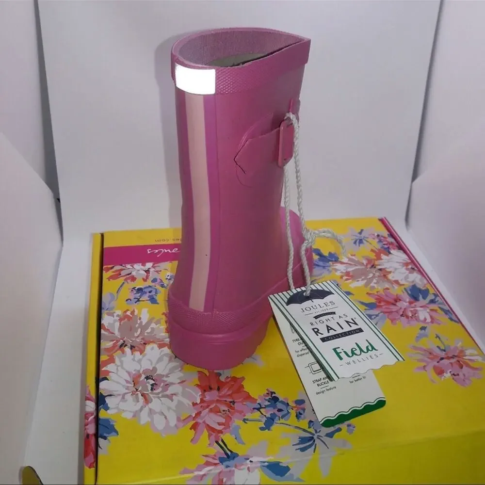 Joules welly glittery pink girls rain boots